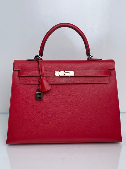 Hermes Kelly 35 Red Epsom PHW #O