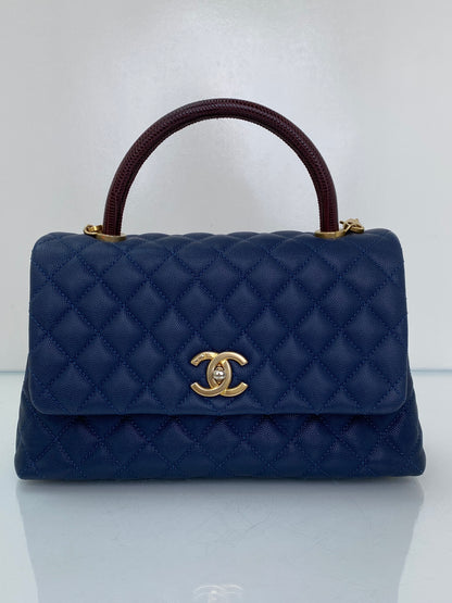 Chanel Navy Caviar & Burgundy Exotic Coco Handle Bag GHW #24