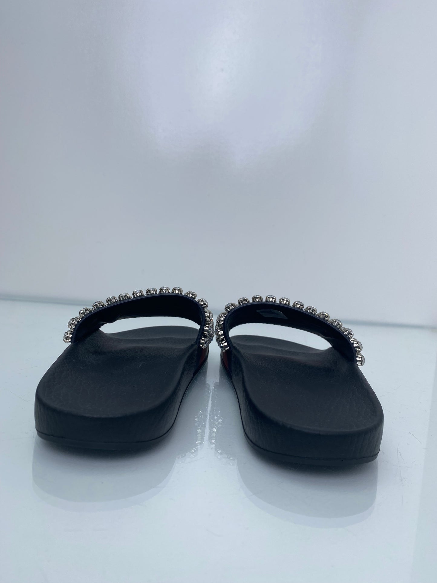 Gucci Black Crystal Slides, 37