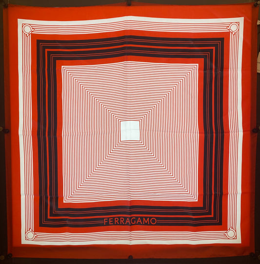 Ferragamo Red Silk Scarf