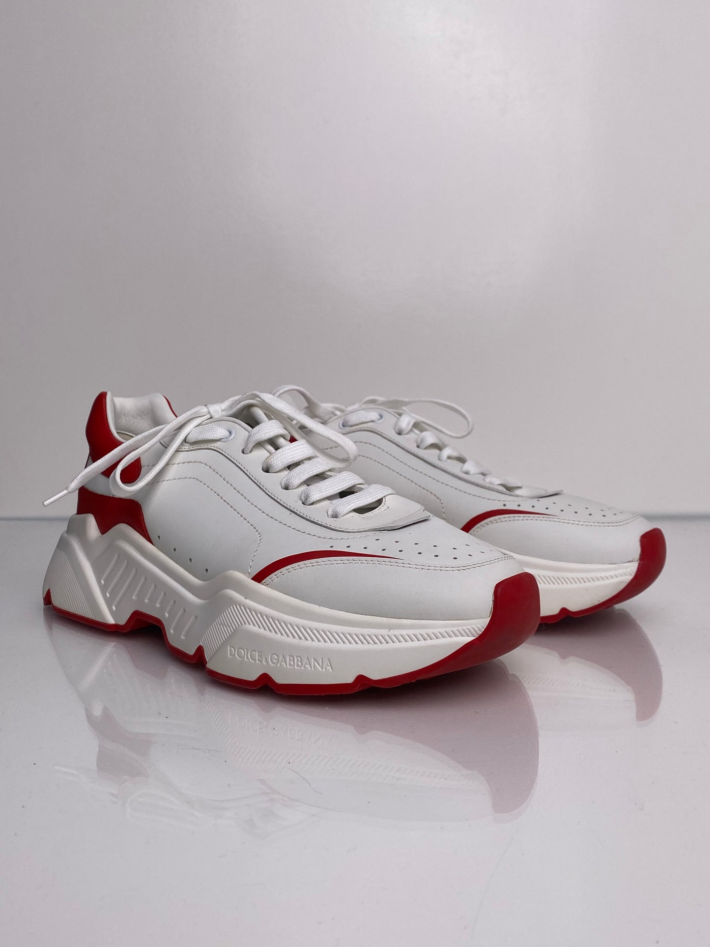 Men's Dolce & Gabbana White & Red Sneakers, 9