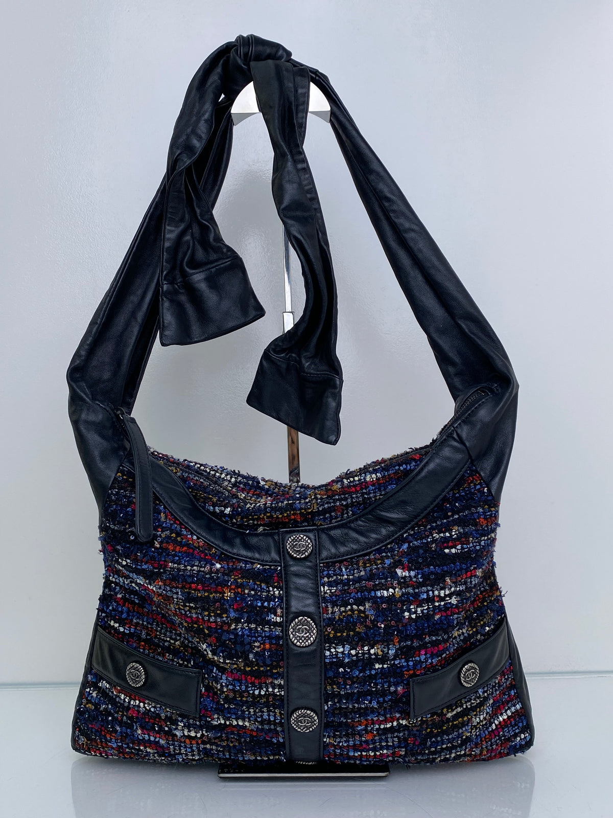 Chanel Black, Blue, & Red Tweed Girl Tote Bag RHW