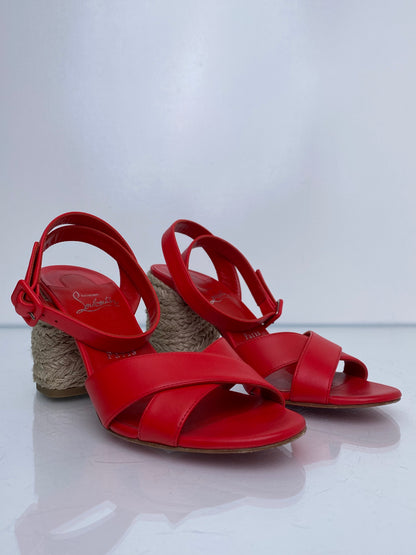 Christian Louboutin Red Crossover Espadrilles, 38