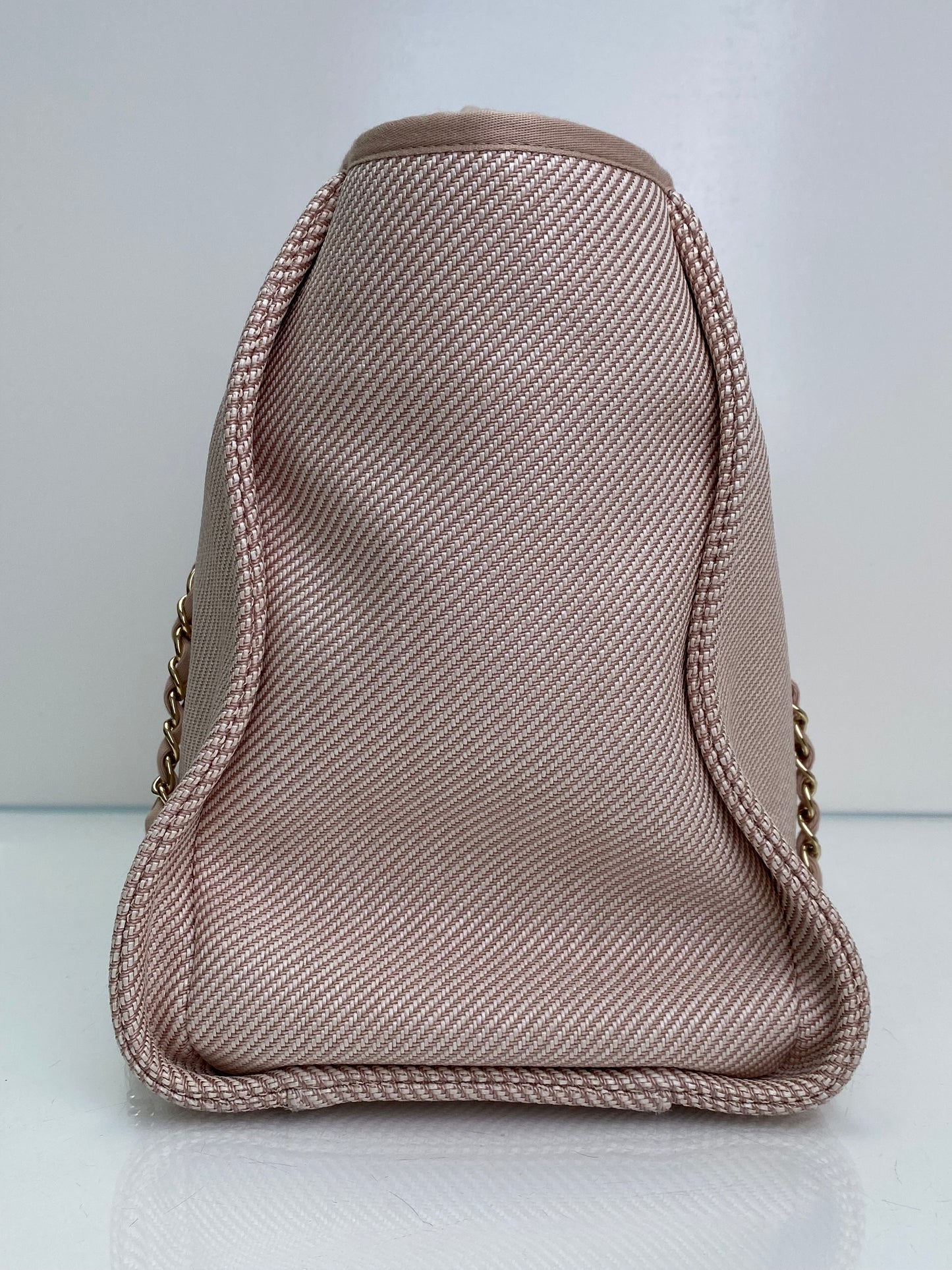 Chanel Light Pink Mixed Fibers Deauville Tote Bag GHW