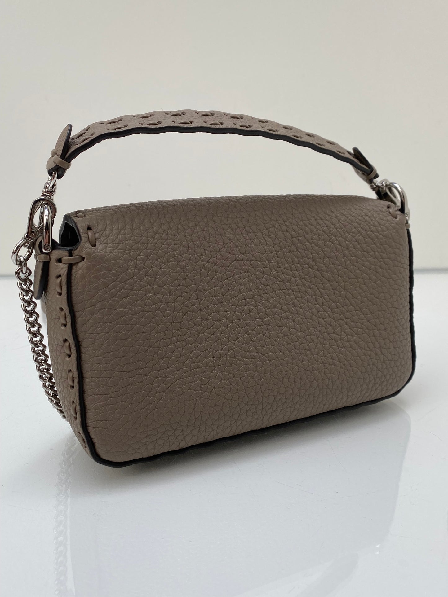 Fendi Dove Grey Selleria Baguette Mini Bag SHW