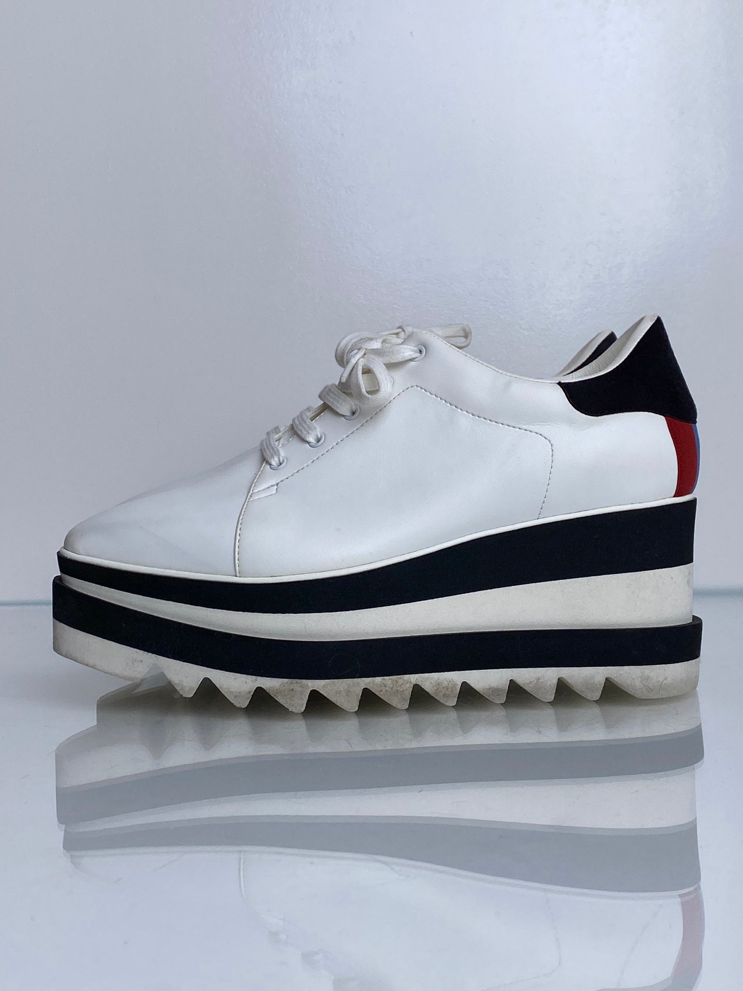 Stella McCartney White, Black, Red, & Blue Platform Sneakers, 38