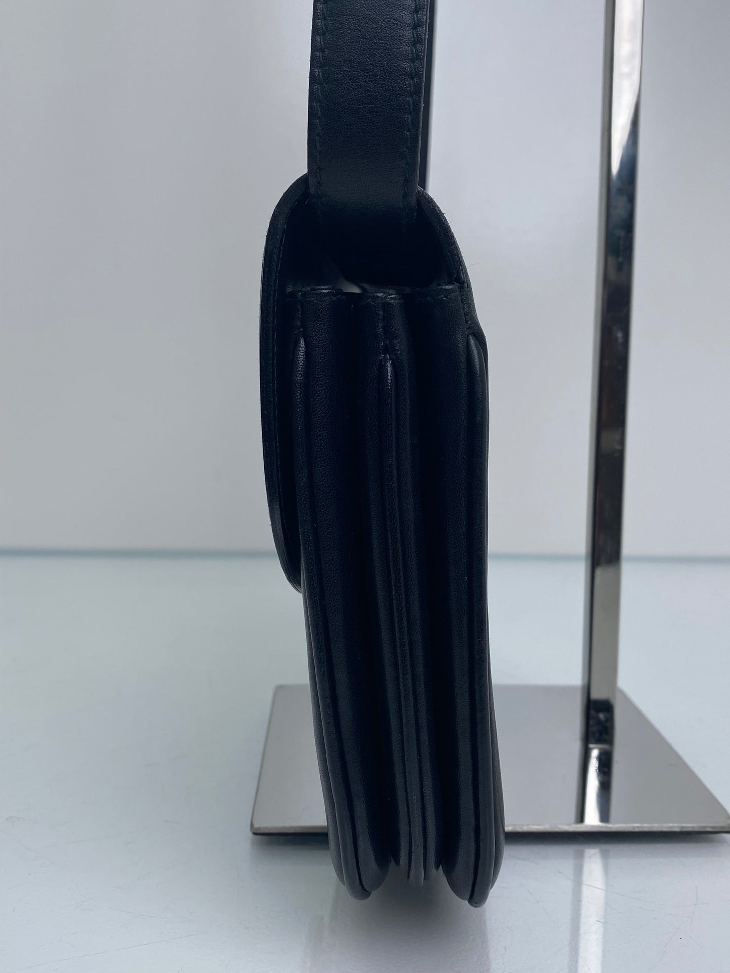 Celine Vintage Black Calfskin Leather Shoulder Bag GHW