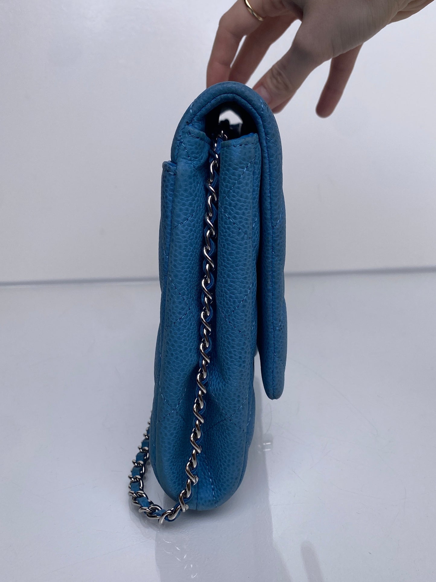 Chanel Blue Caviar Medium Single Flap Shoulder Bag SHW