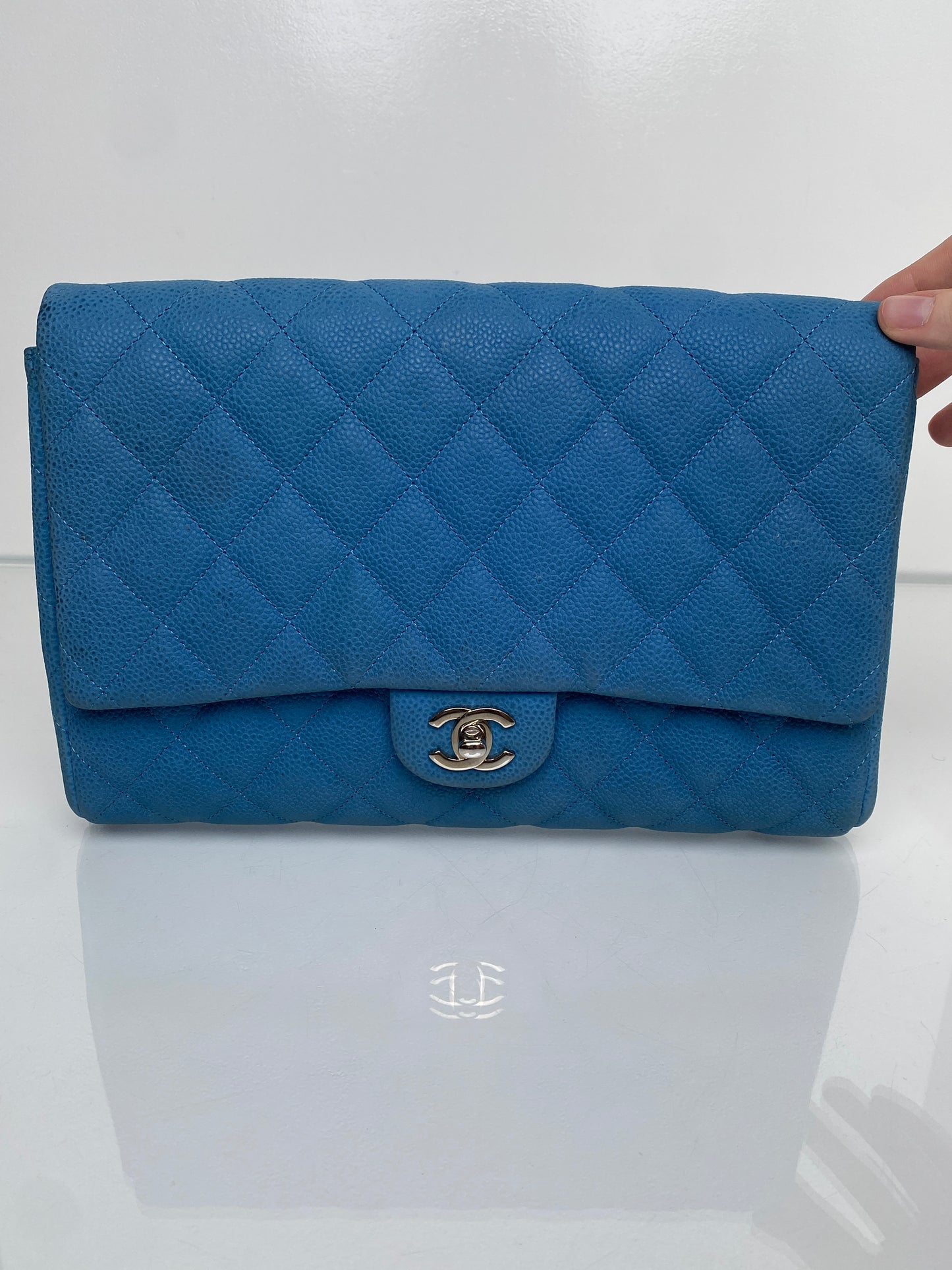 Chanel Blue Caviar Medium Single Flap Shoulder Bag SHW