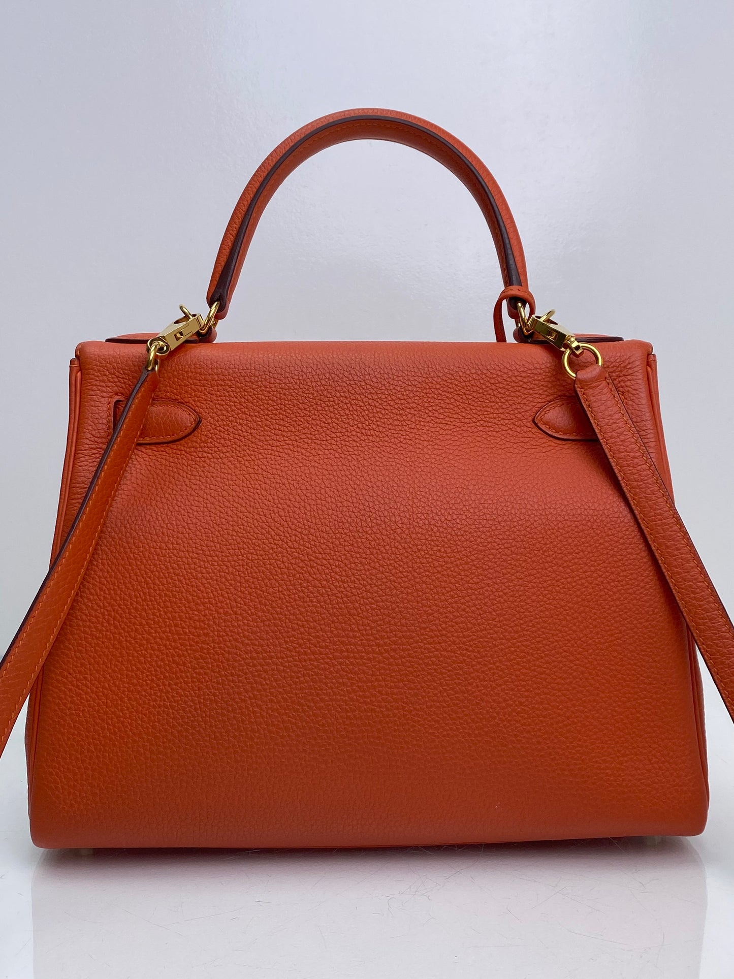 Hermes Kelly 28 Orange Togo GHW #T