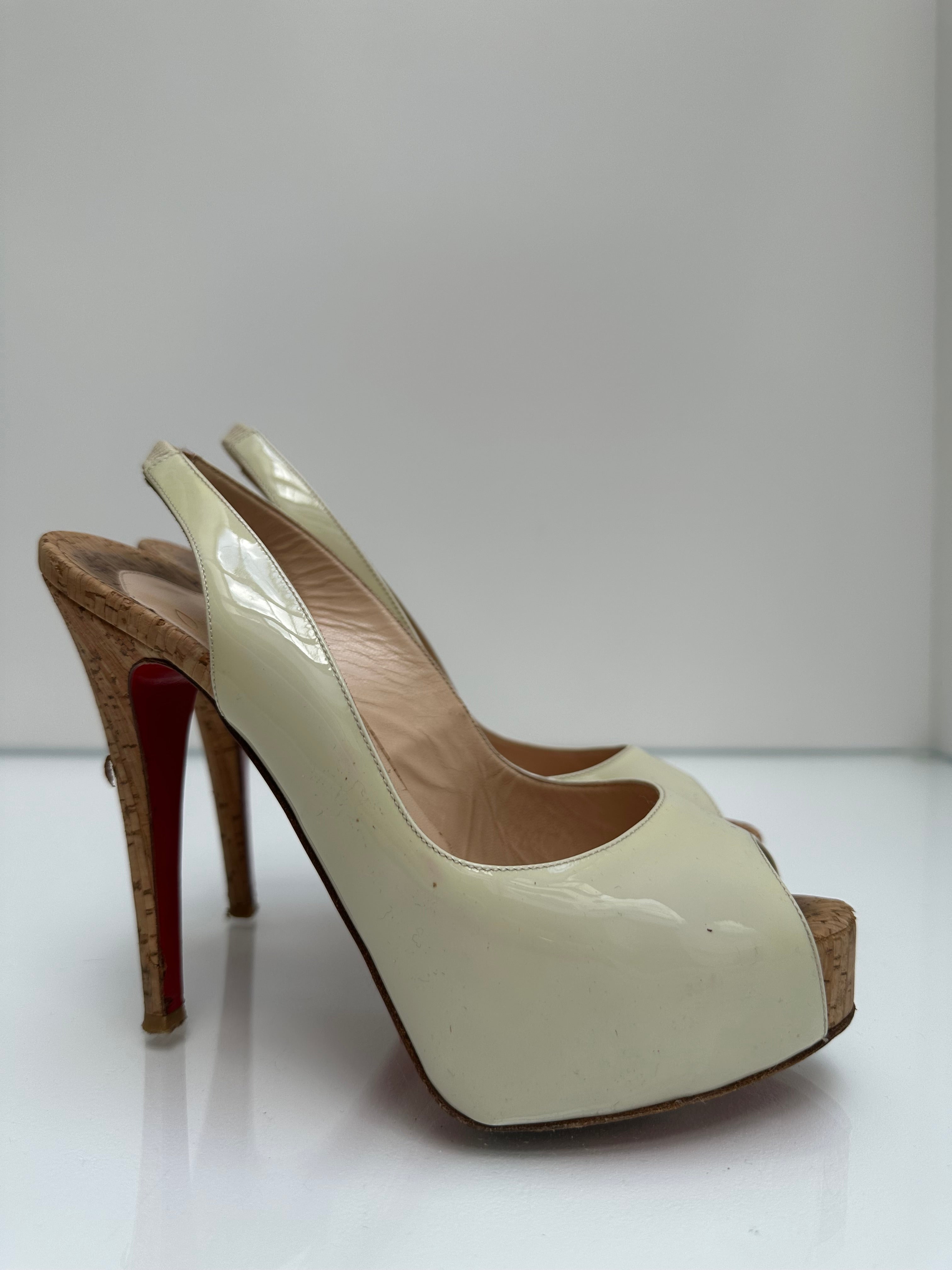 Christian Louboutin Cream Cork Heels 37