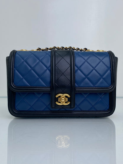 Chanel Navy & Black Elegant CC Medium Flap Bag GHW