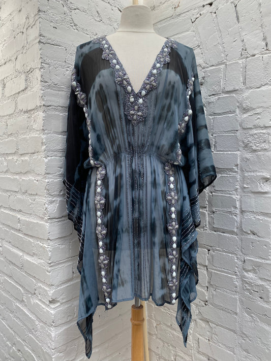 Bedazzled & Blue Tie Dye Coverup, O/S