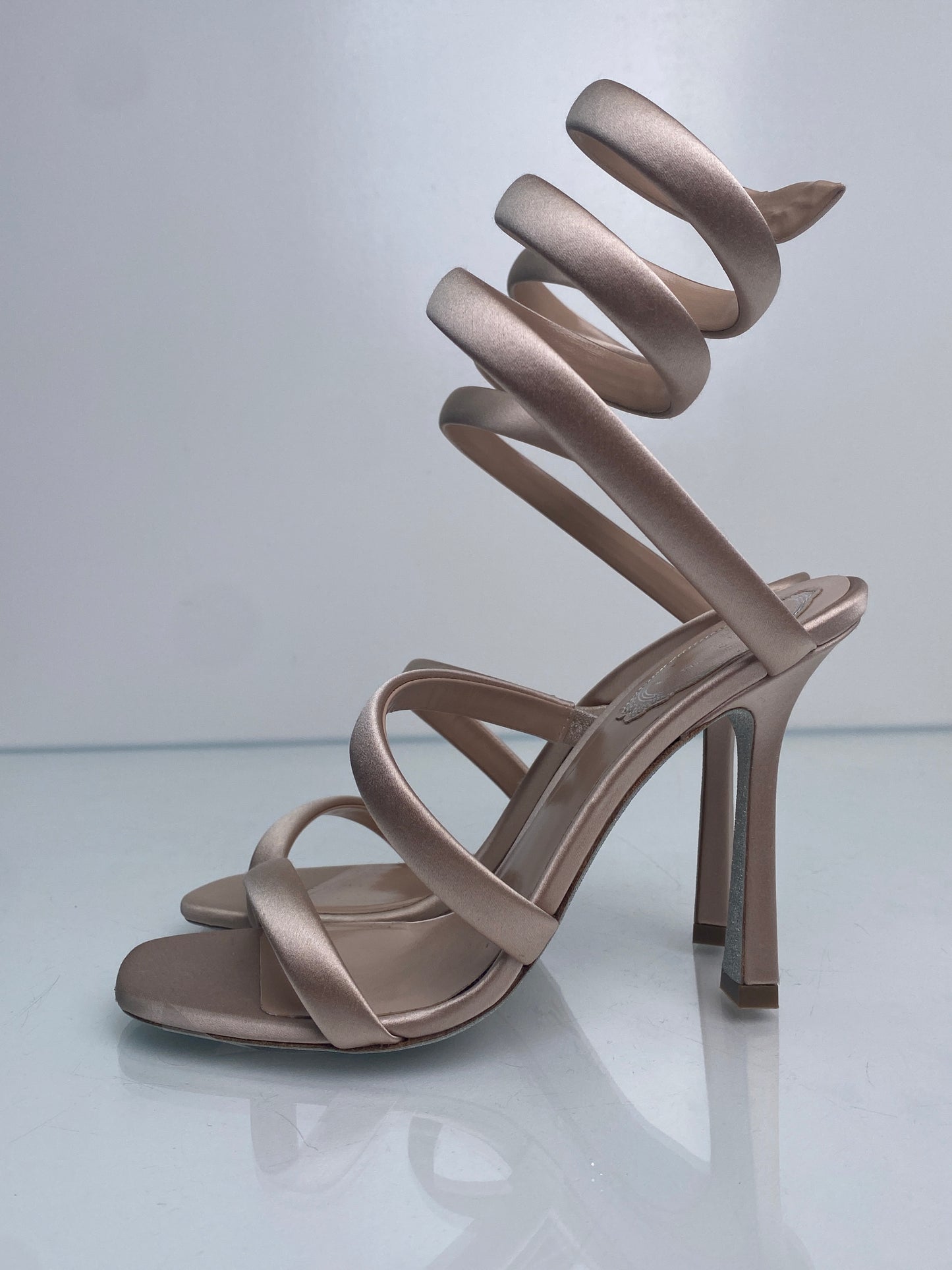Renee Caovilla Pink Satin Wrap Heels, 36.5