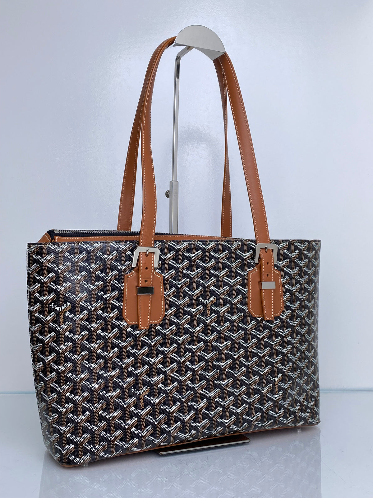 Goyard Black Goyardine Sac Marie Galante MM Tote Bag SHW