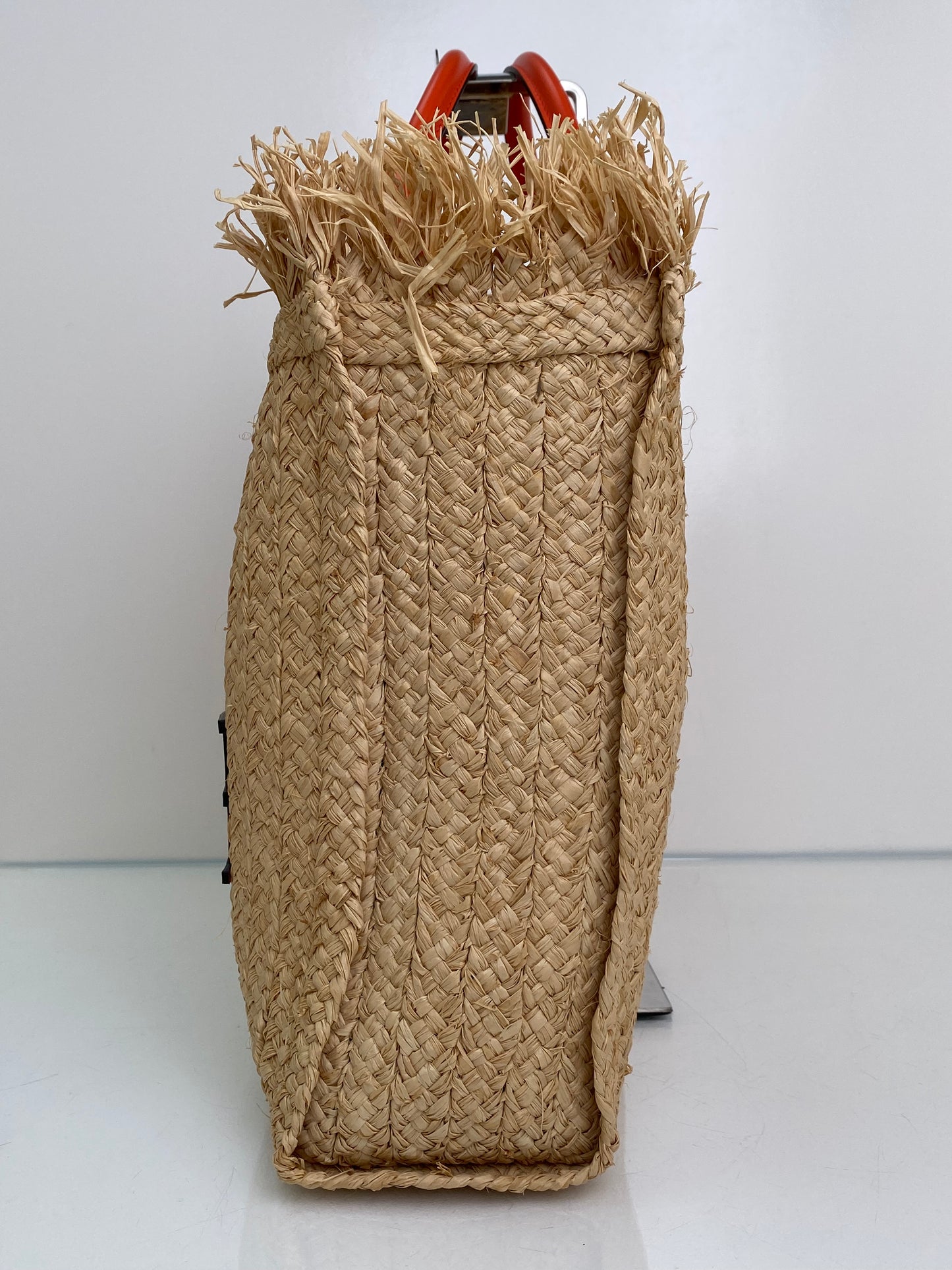 Versace Tan & Orange Raffia La Medusa Tote Bag GHW