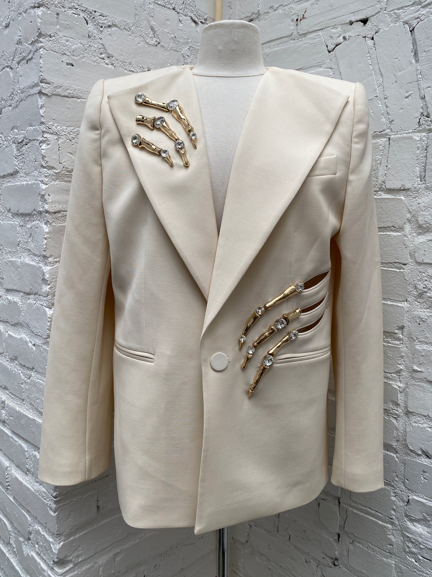 Area Cream Crystal Claw Blazer, EST L