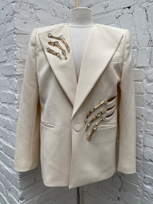 Area Cream Crystal Claw Blazer, EST L