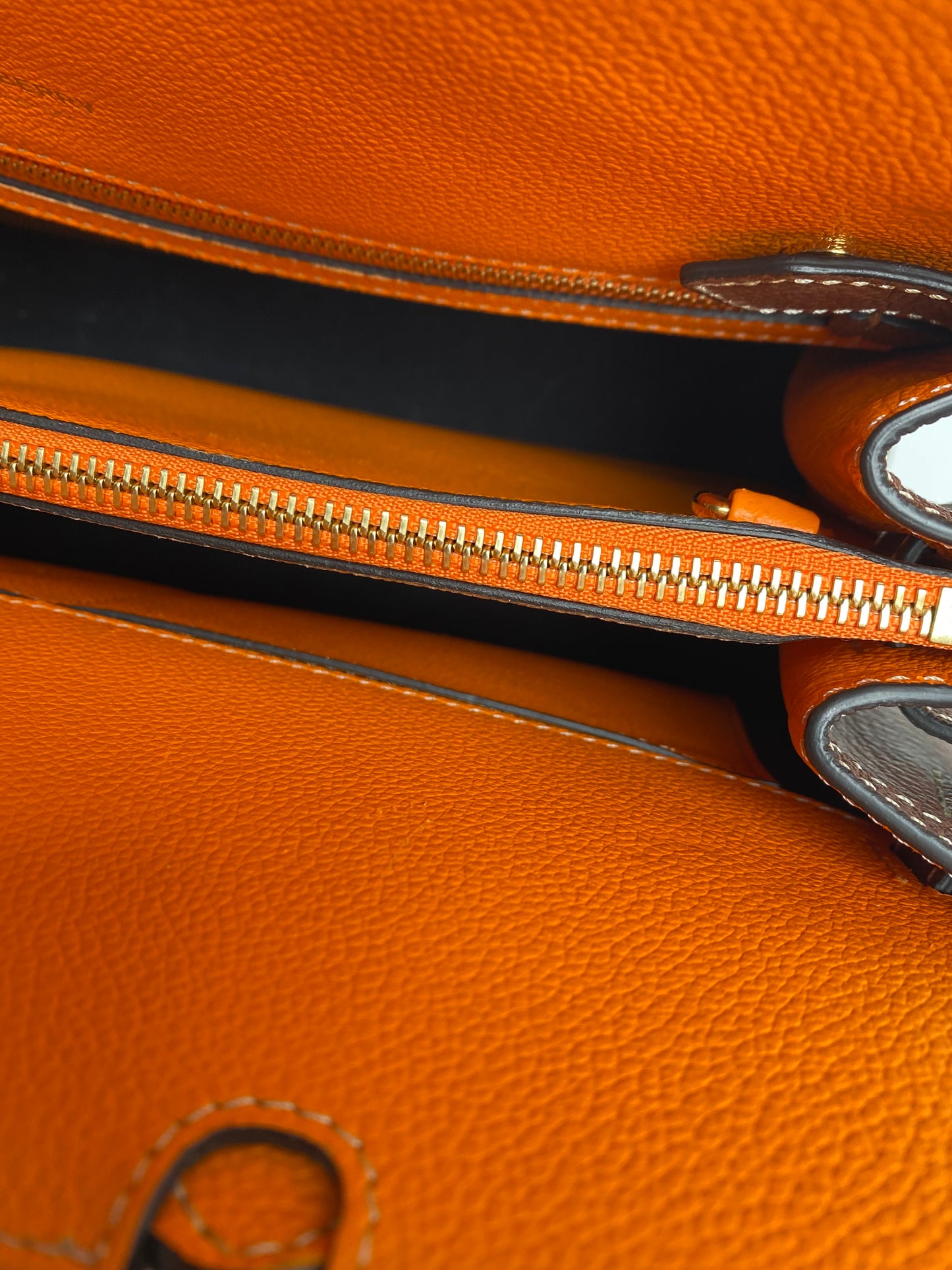 Burberry Brown & Orange Contrast Stitch Tote Bag GHW