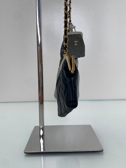 Chanel Black, Grey, & Silver Quilted Leather Mini Multi Clutches Bag GHW