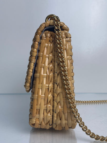 Gucci Tan GG Wicker Basket Crossbody Bag GHW