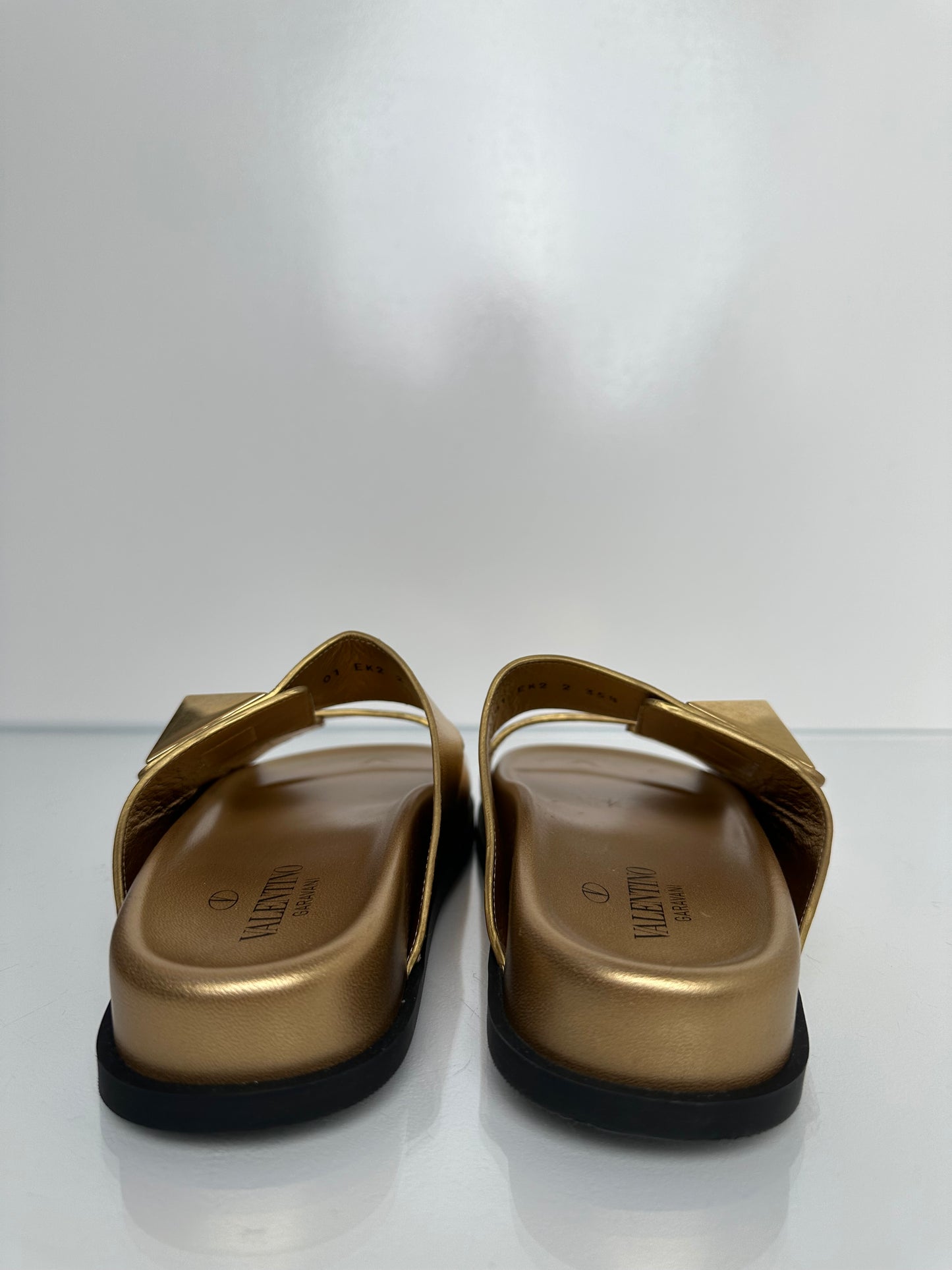 Valentino Gold Large Stud Sandals, 35.5