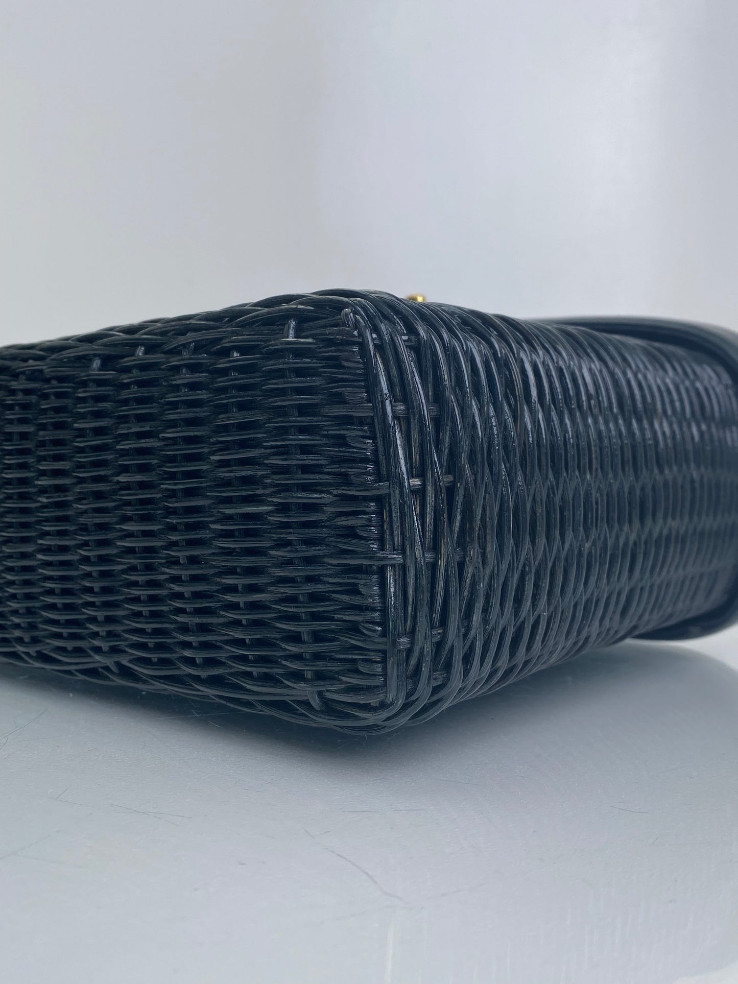 Chanel Black Wicker & Leather Basket Bag GHW