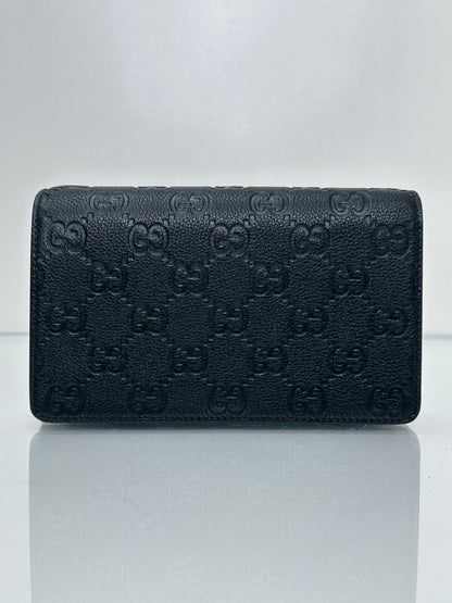Gucci Black GG Emblem Wallet On Chain Crossbody Bag GHW