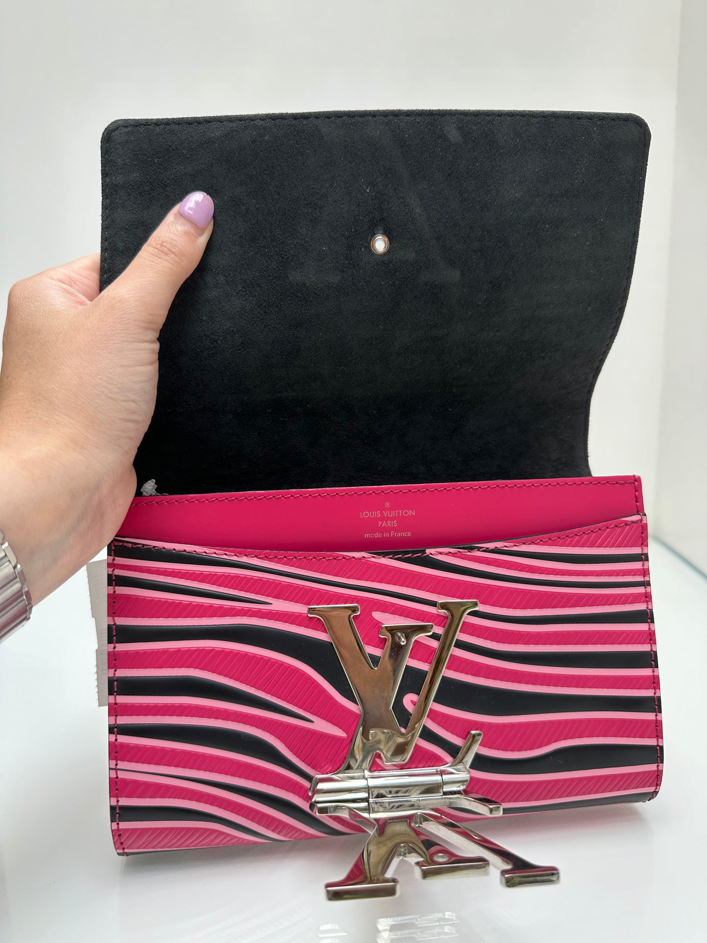 Louis Vuitton Pink & Black Leather Striped Crossbody Bag