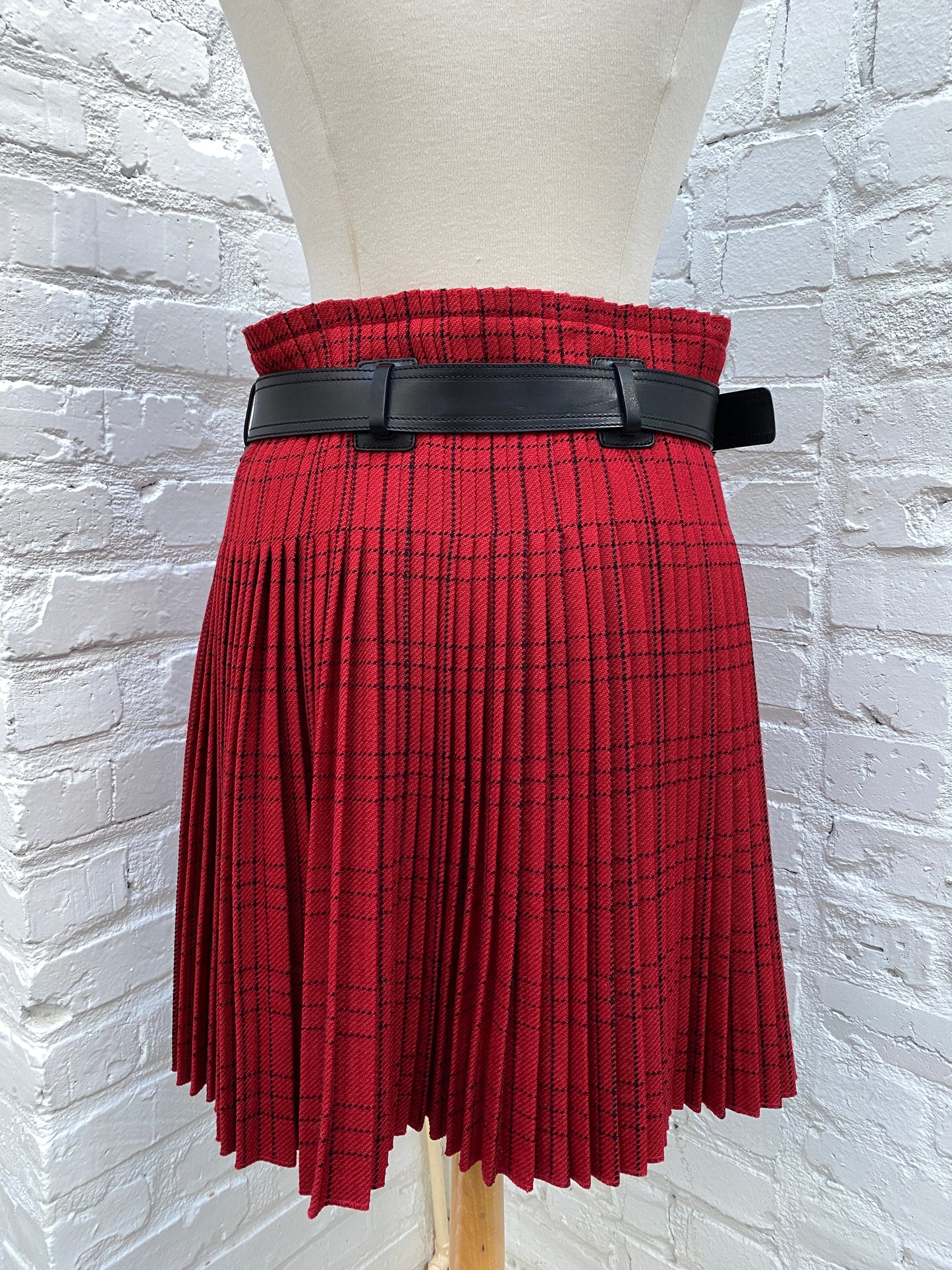 Dior Red & Black Short Kilt Skirt, 40