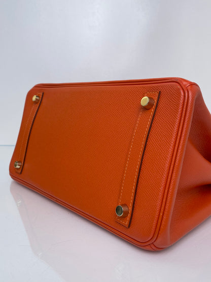 Hermes Birkin 30 Orange Poppy Epsom GHW #R
