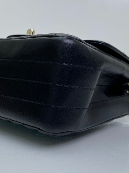 Chanel Black Chevron Lambskin Classic Mini Square Flap Bag GHW #23