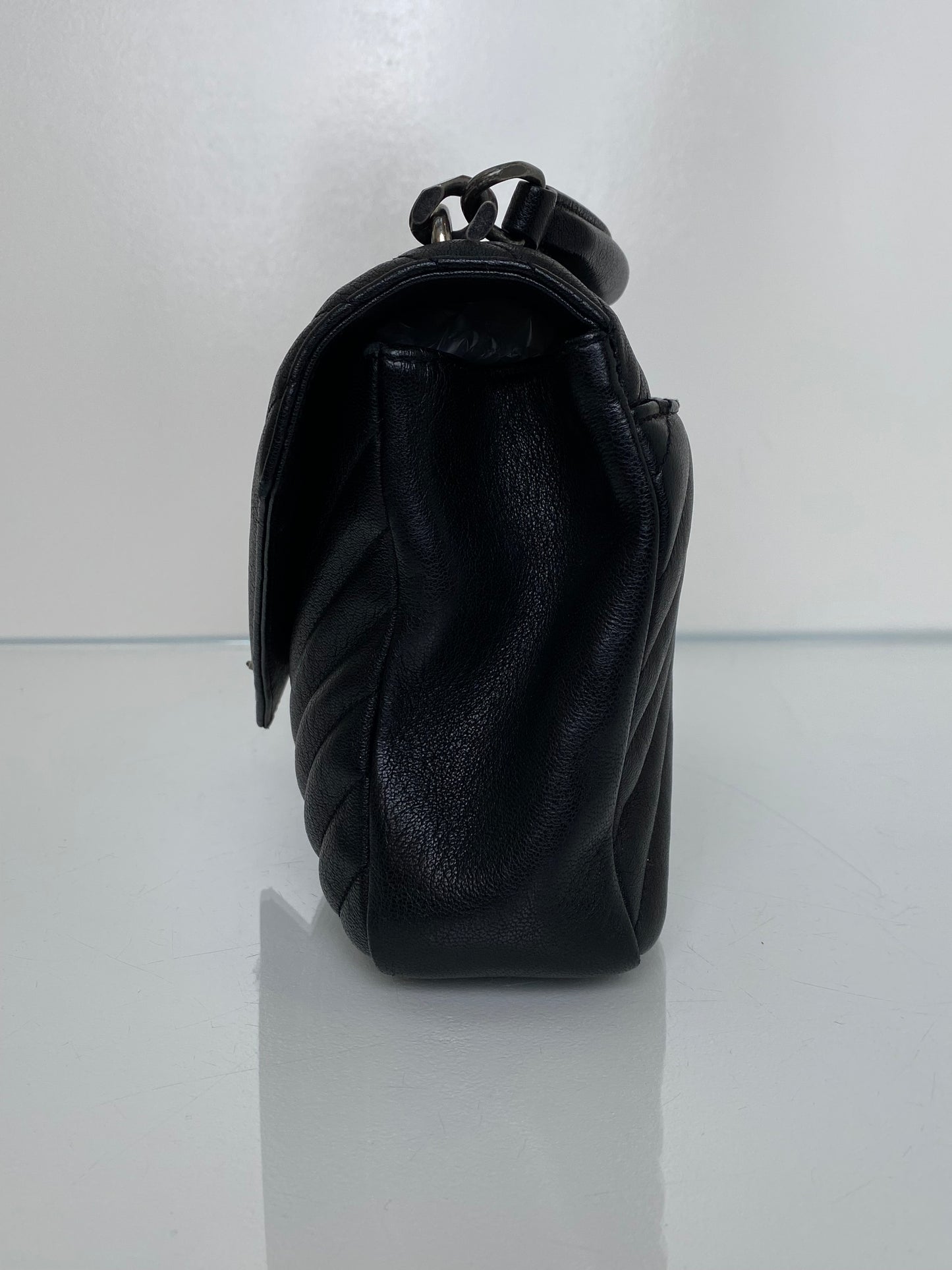 Saint Laurent Black Chevron College Tophandle Bag RHW