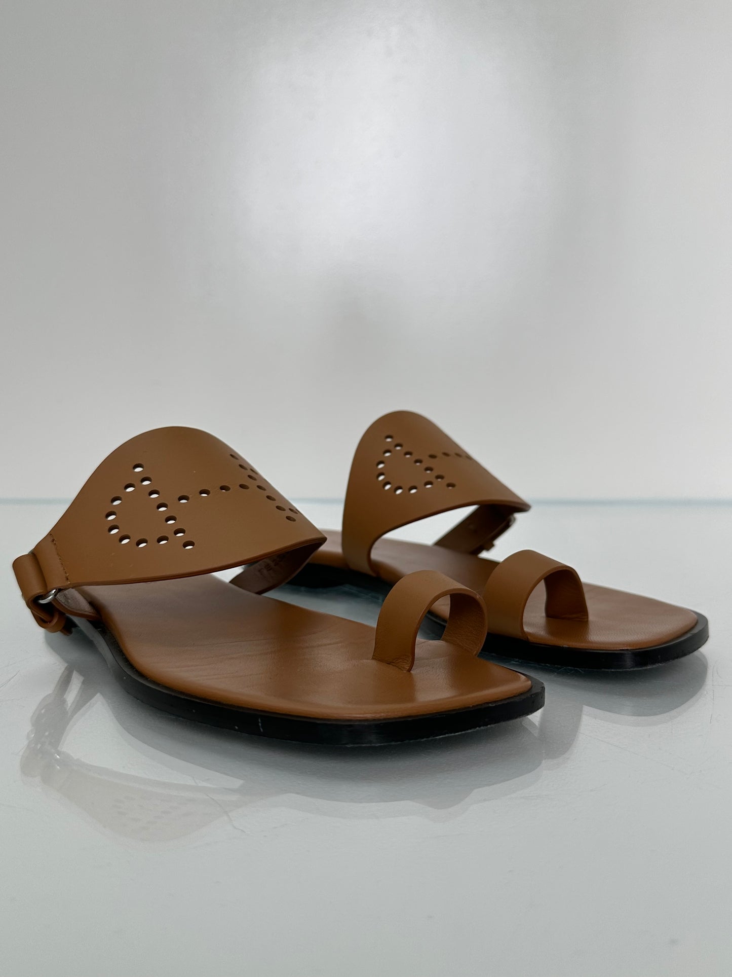 Hermes Gold Hera Sandals, 37