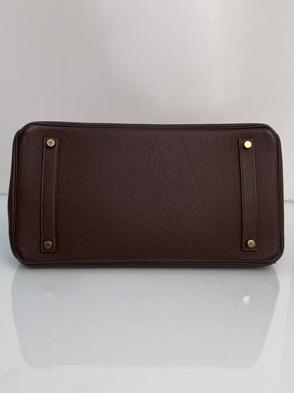 Hermes Birkin 35 Chocolate Togo GHW #Q