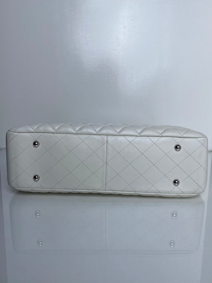 Chanel White Lambskin Quilted Tote Bag SHW