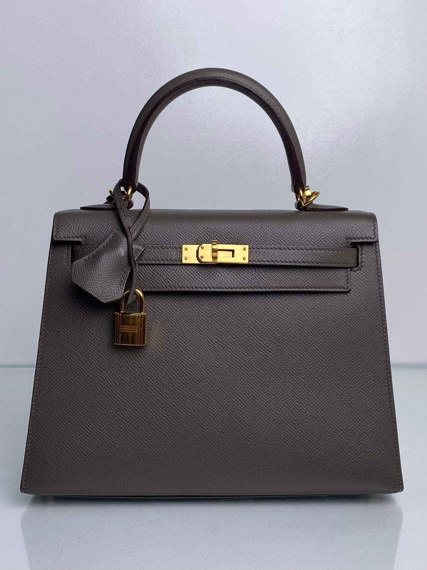 Hermes Kelly 25 Etain Epsom GHW #Y