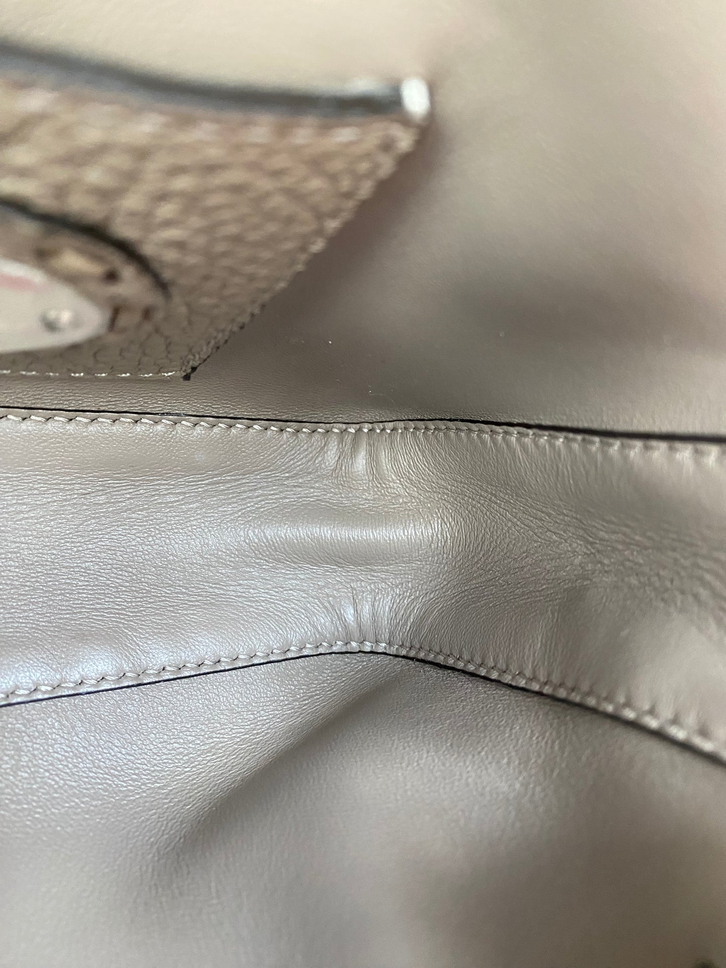 Fendi Dove Grey Selleria Baguette Mini Bag SHW