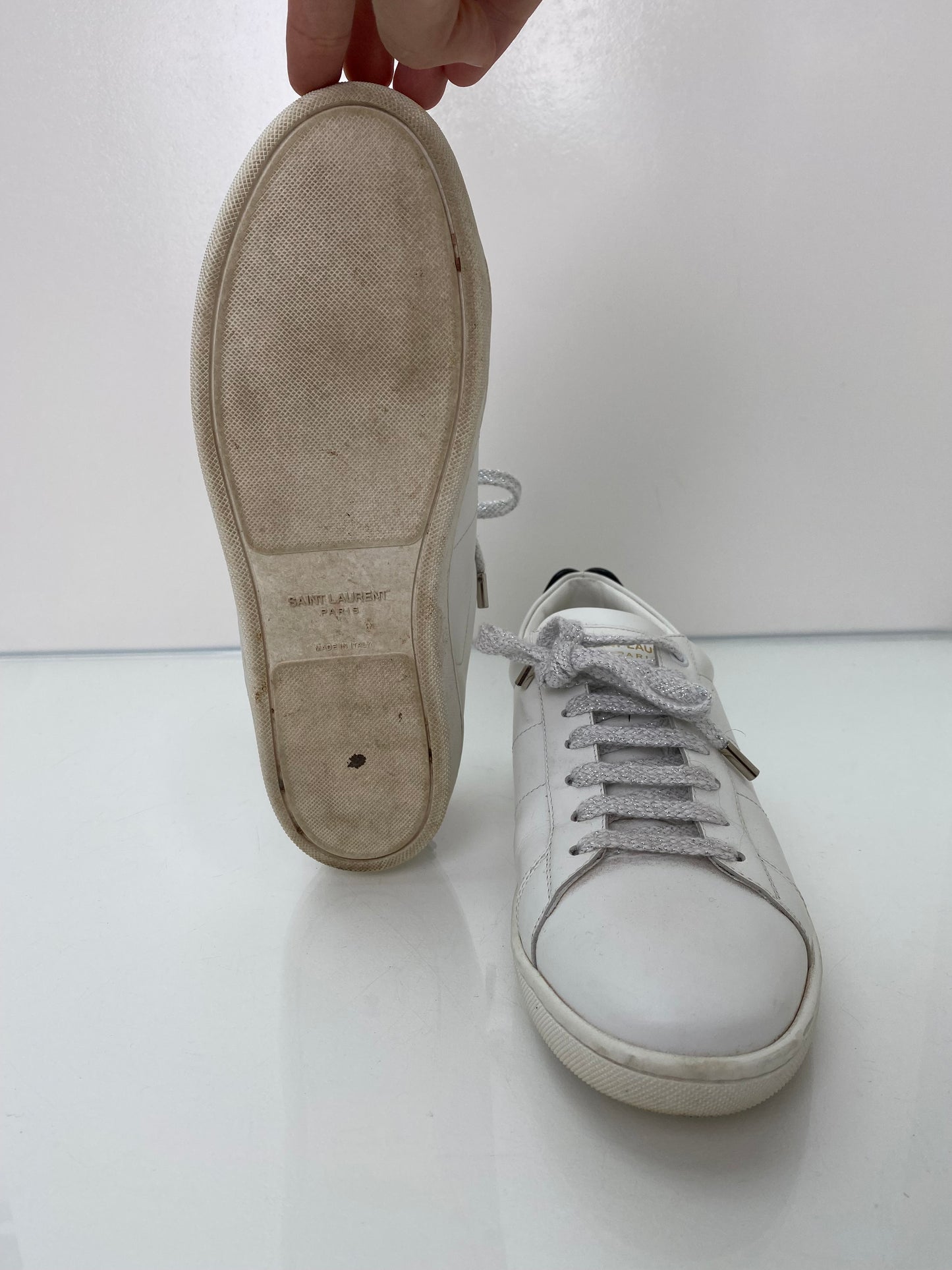 Saint Laurent White, Red, & Blue Sneakers, 38.5