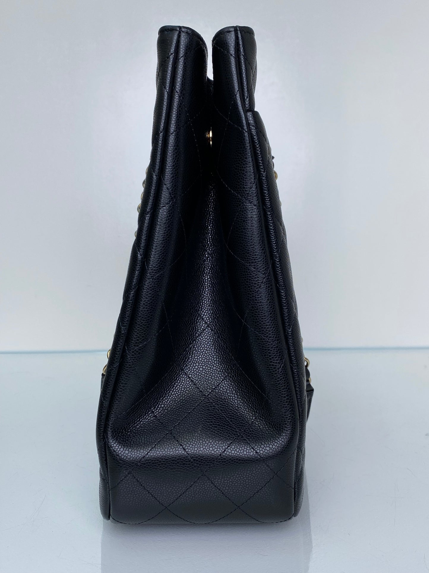 Chanel Black Quilted Caviar Classic CC Shopping Tote Bag GHW