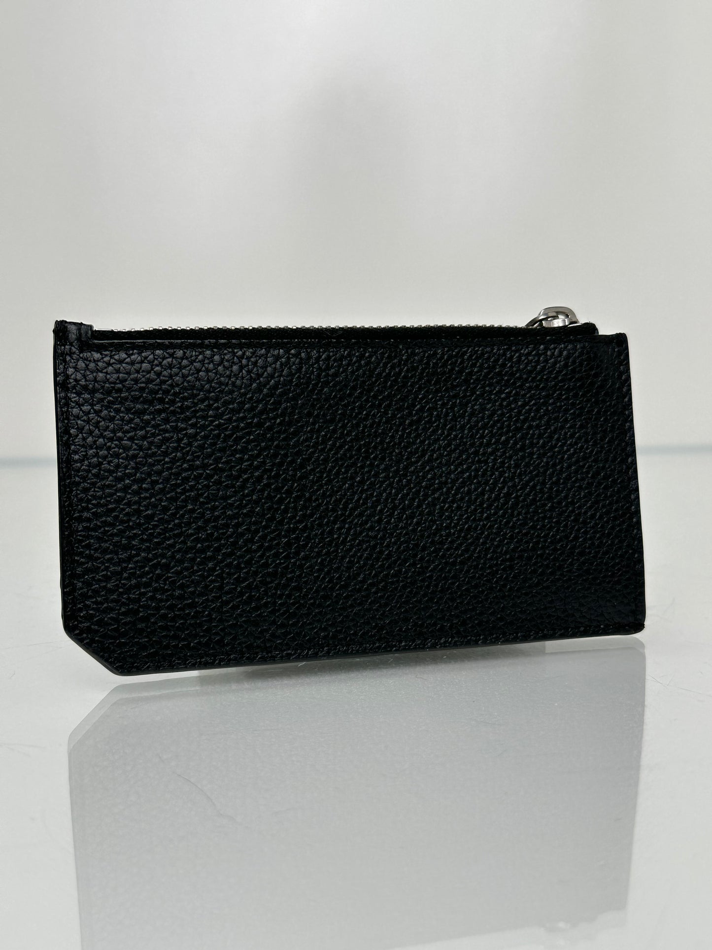 Saint  Laurent Black Zip Cardholder SHW