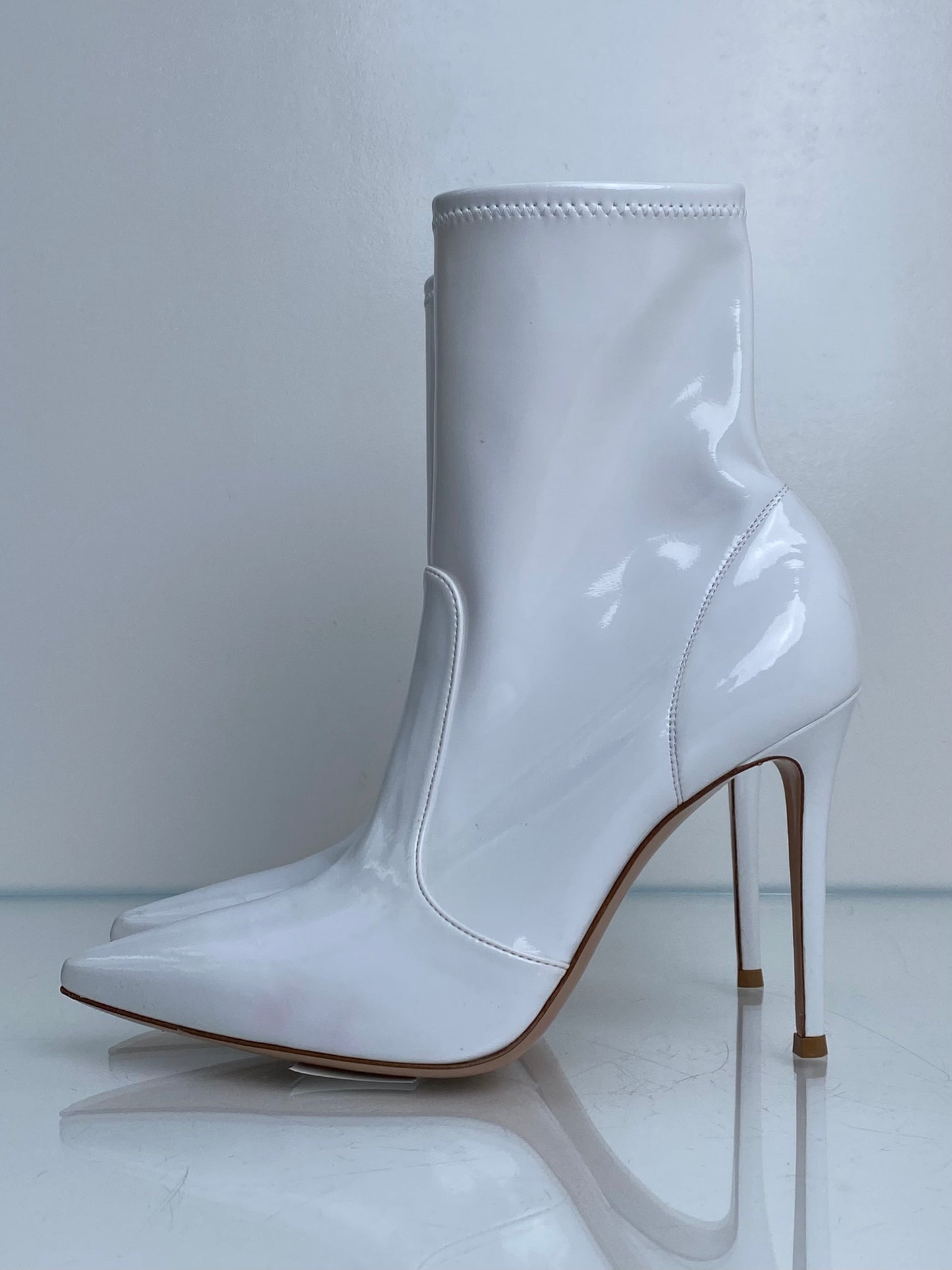 Gianvito Rossi White Patent Booties, 39