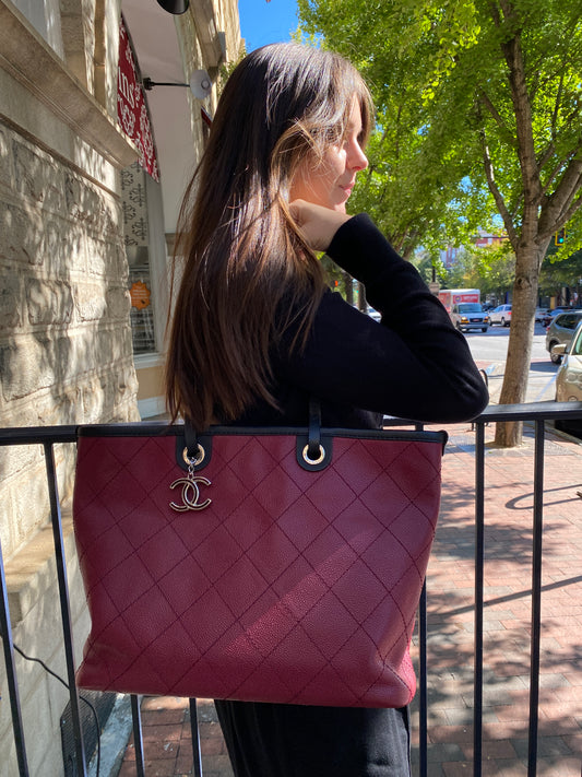 Chanel Quilted Burgundy Tote