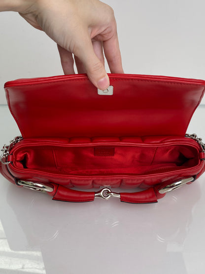Gucci Red Napa Vertical Horsebit Clutch Bag SHW