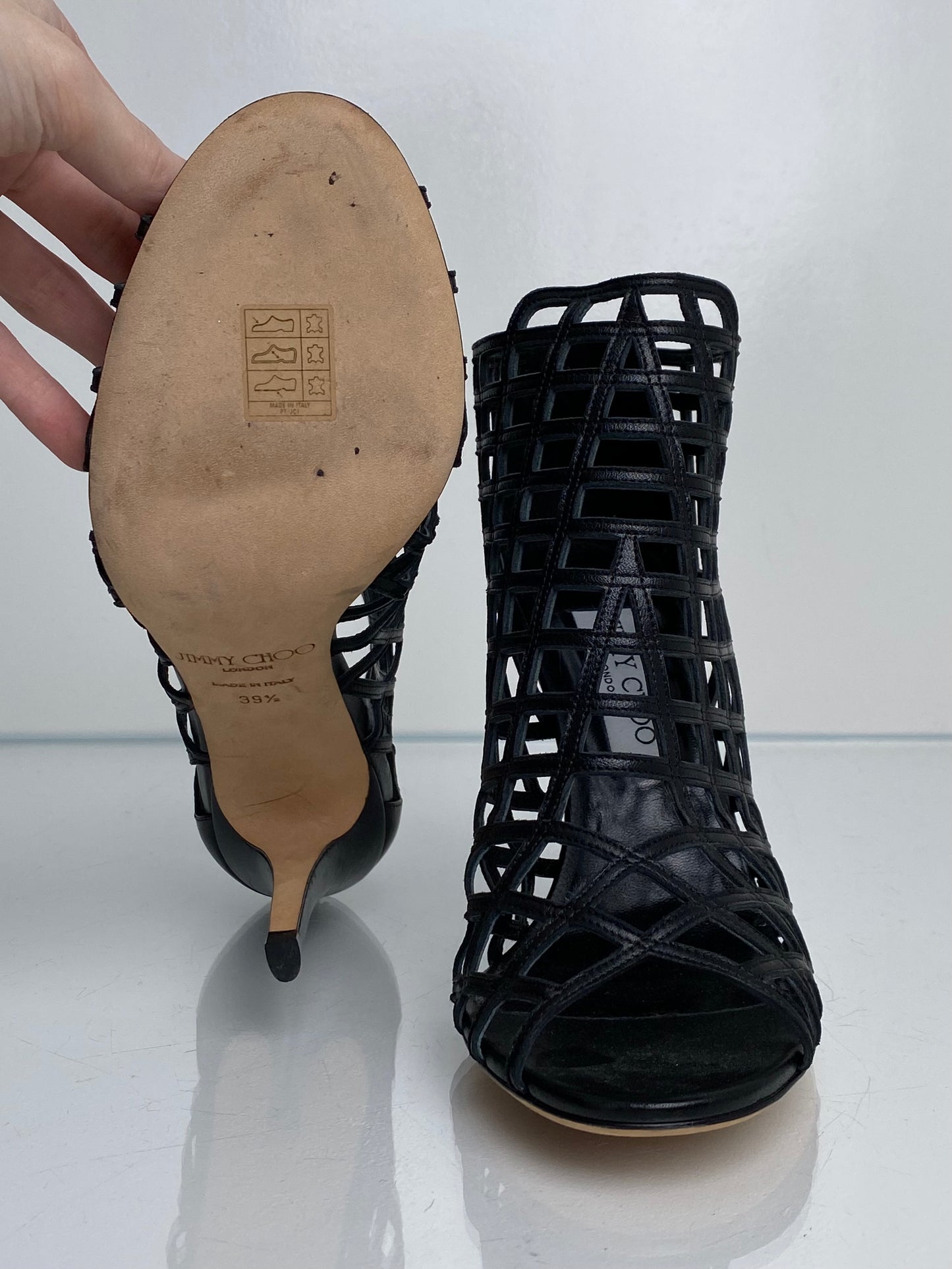 Jimmy Choo Black Caged Heels, 39.5
