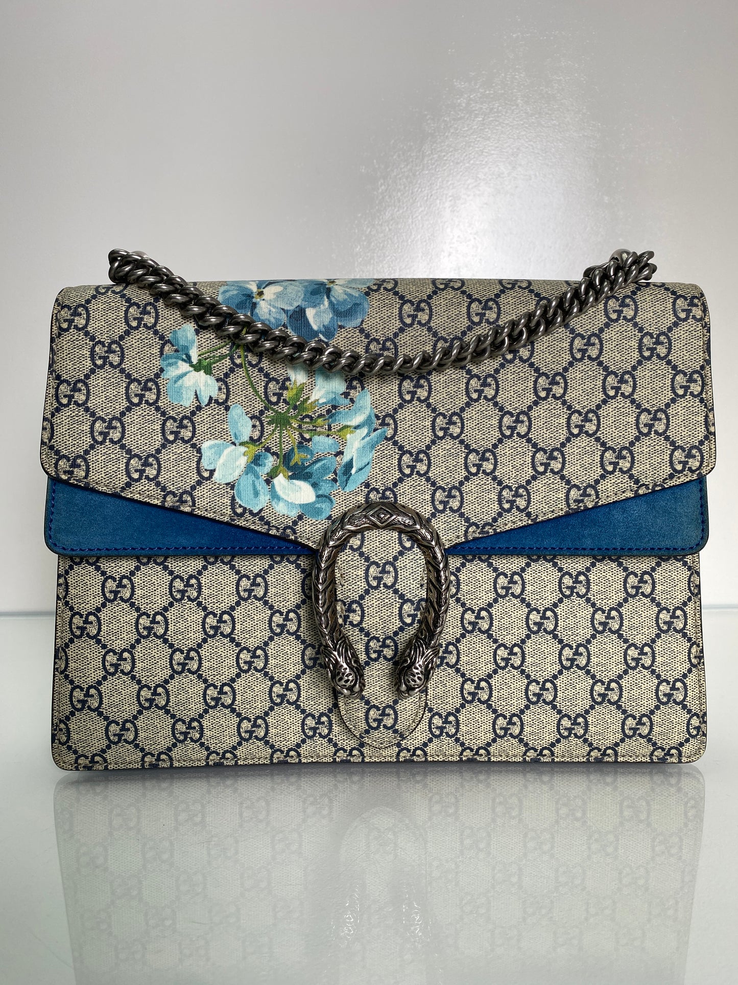 Gucci Blue Floral Supreme Dionysus Bag SHW