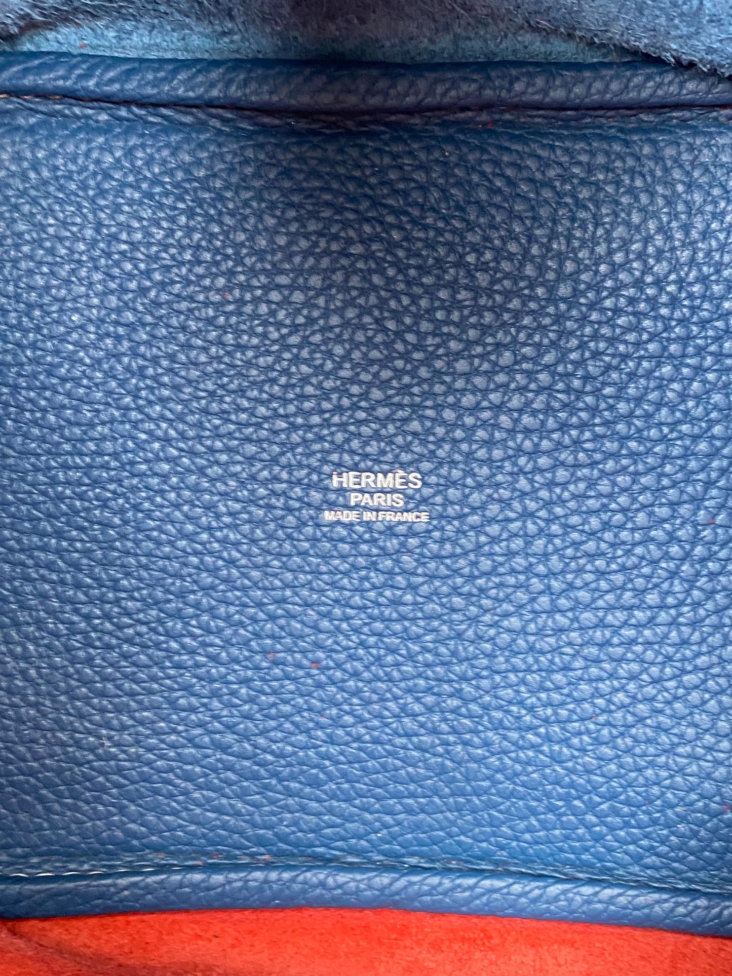 Hermes Picotin Rouge Casaque Bleu Thalassa Clemence PHW #P