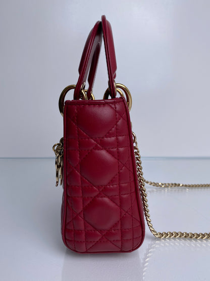 Dior Burgundy Mini Lady Dior Bag GHW