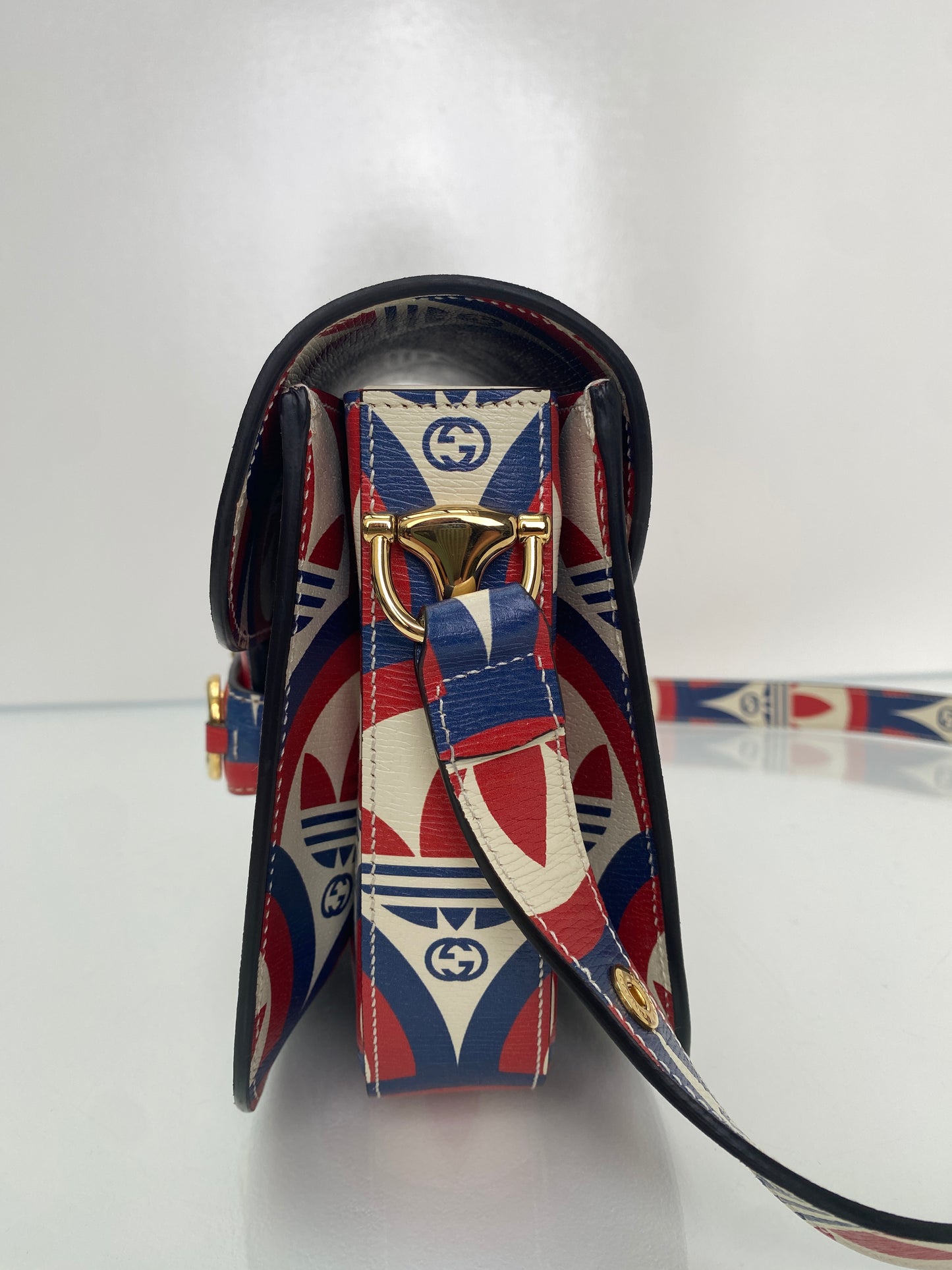 Gucci x Adidas Red, White, & Blue Horsebit 1955 Shoulder Bag GHW