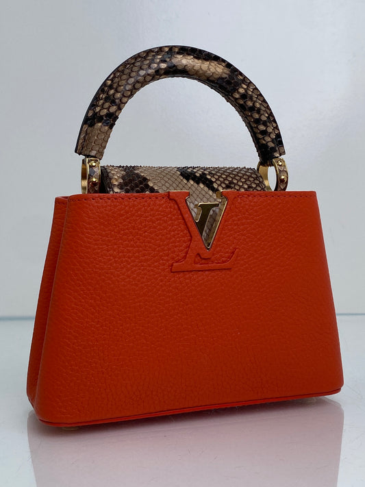 Louis Vuitton Orange Python Capucine Bag GHW